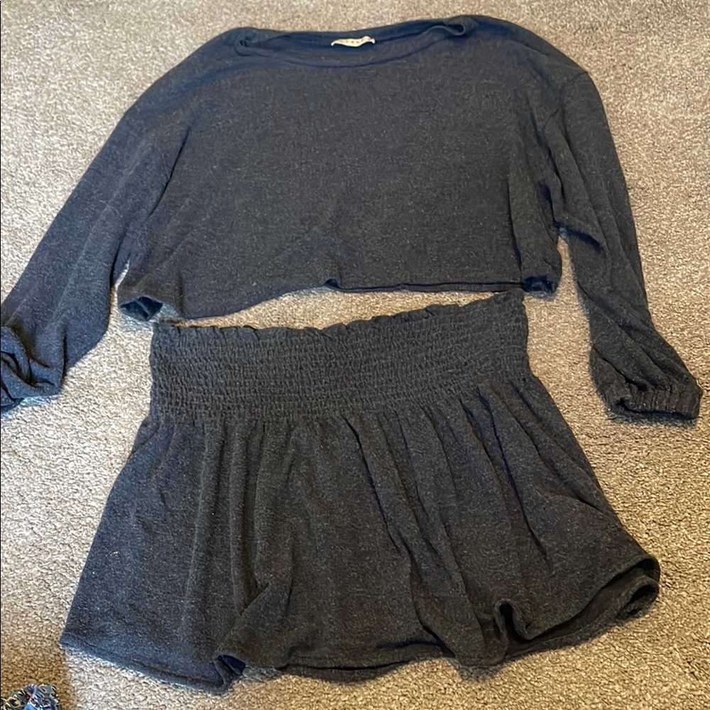 stark pj set cropped shirt and skirt